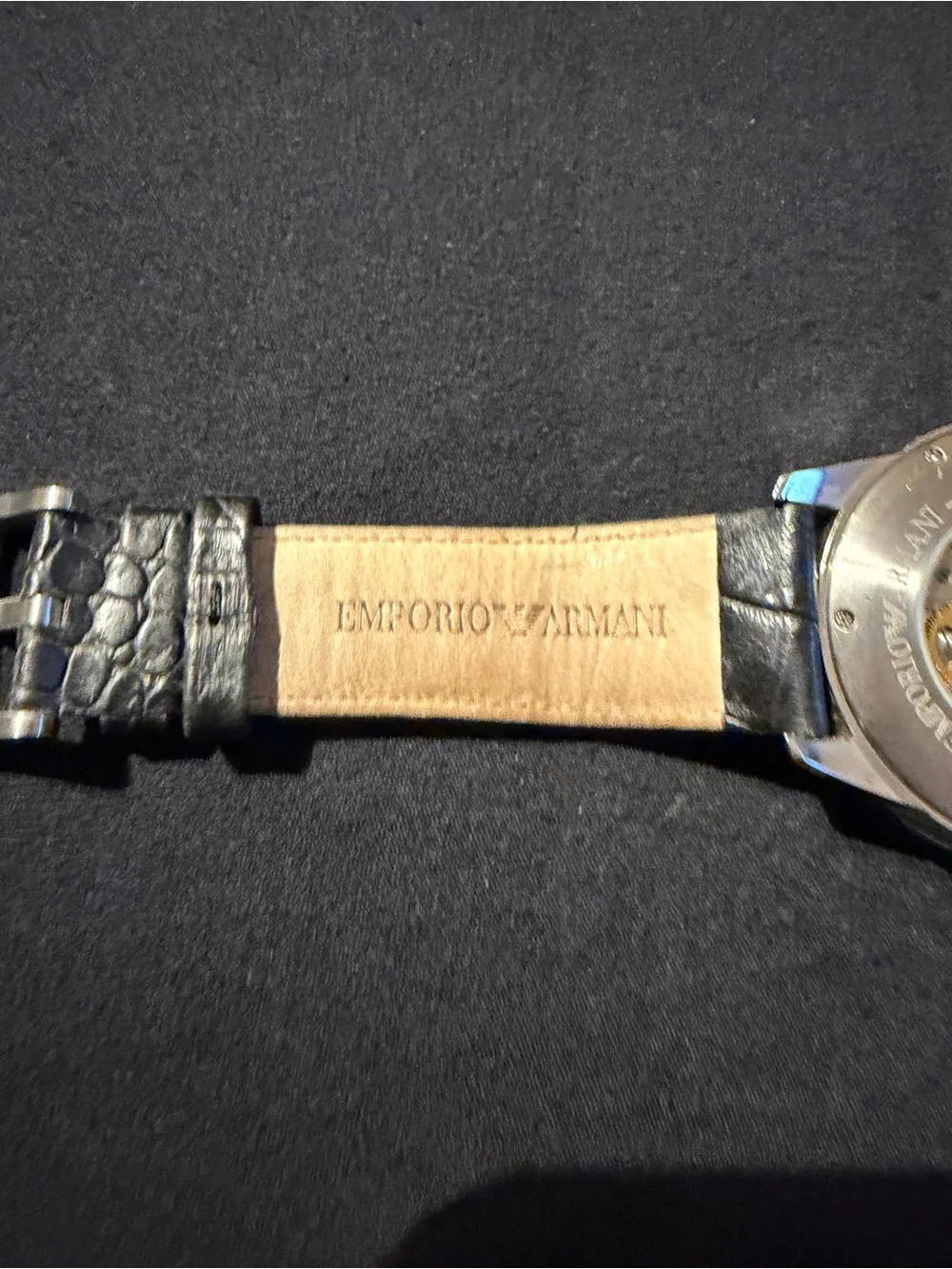 Emporio Armani AR4629 Automatic Skeleton Men’s Watch Black Leather Runs Great